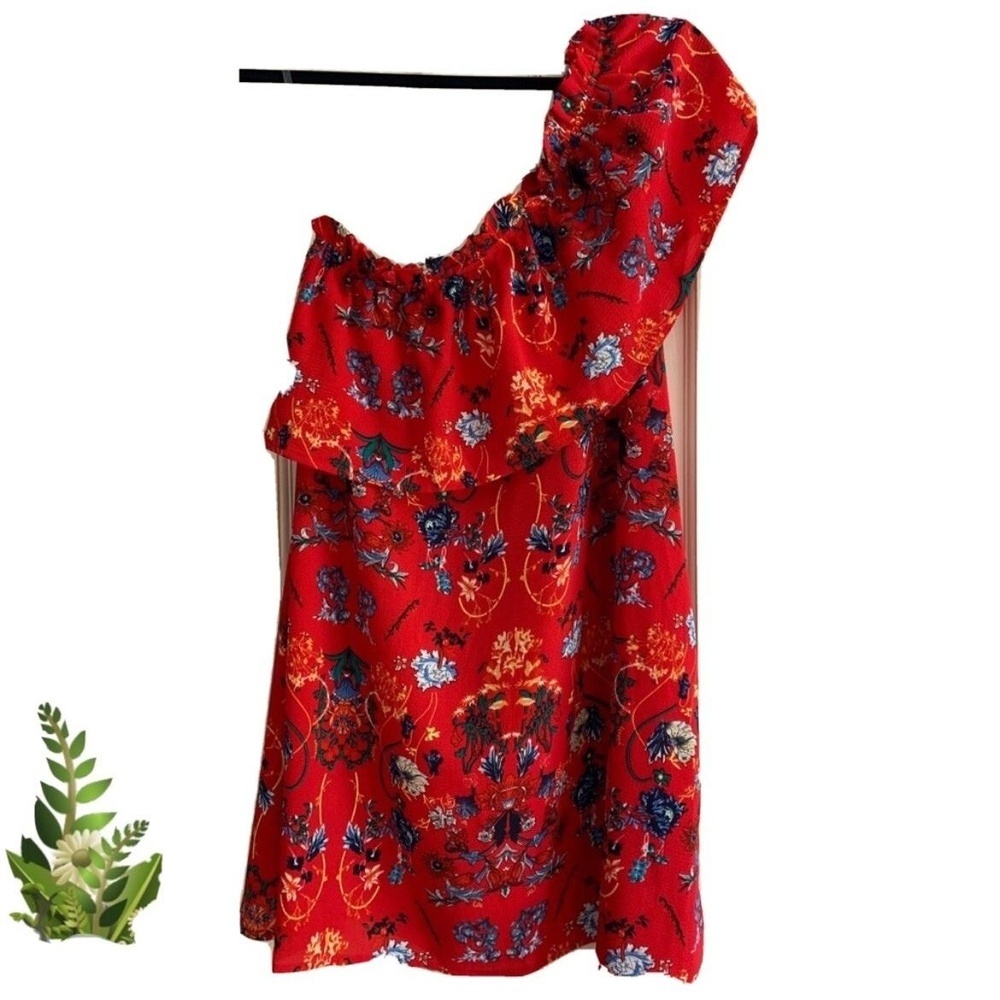 One Shoulder Floral Dress Small